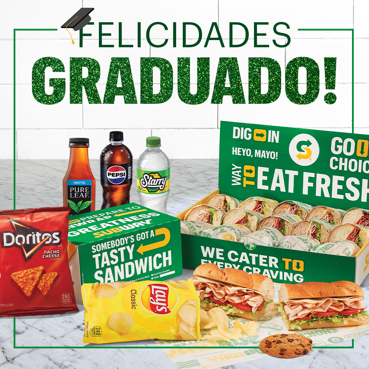 B.M.T. lunch box with Lay’s Classic chips and a Pepsi bottle. Congrats, grads!